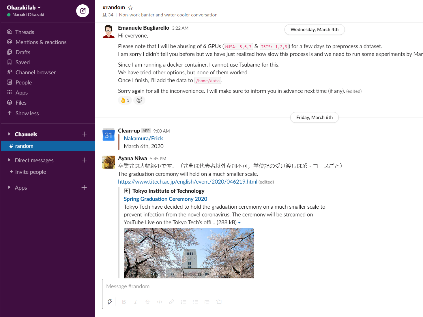 Slack for communication